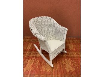 White Paint Child's Wicker Rocker