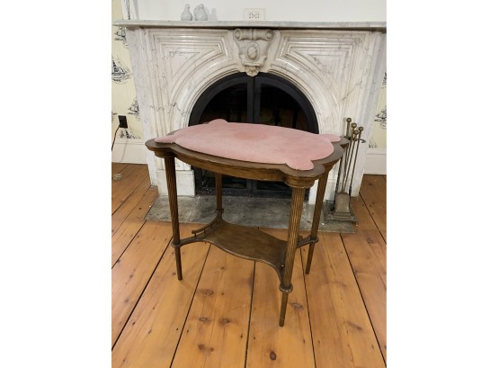 Victorian Side Table With Pink Velvet Top