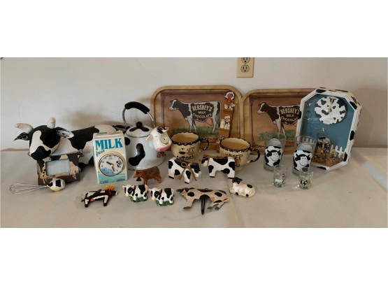 Group Lot Of Black & White Cows Decor