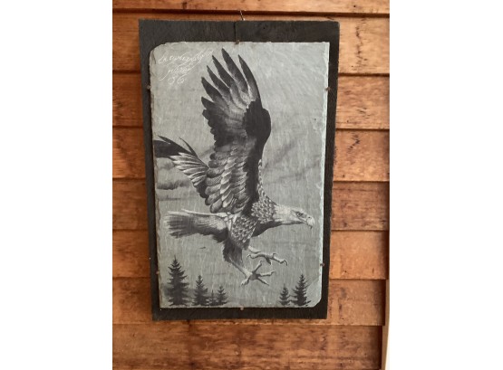 Hand Painted Eagle On A Piece Of Slab