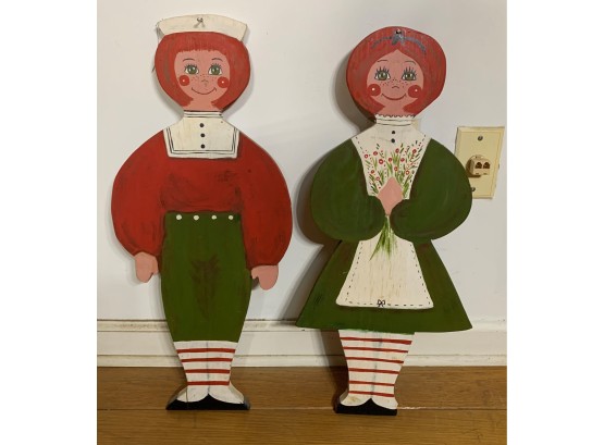 24' Vintage Wood Raggedy Ann And Andy