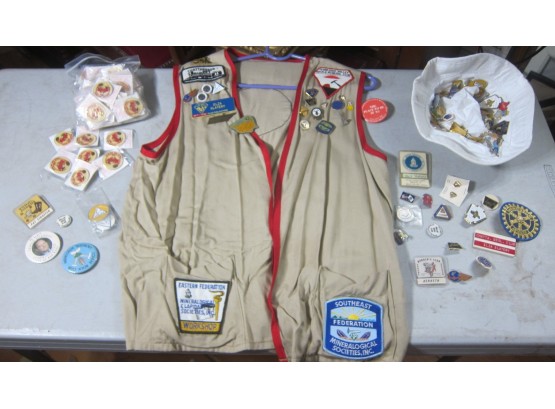 Vest Of Vintage Pins And Patches