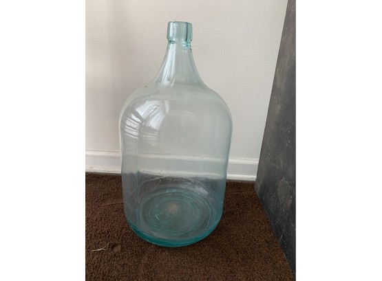 Large Blue Glass Bottleneck Bottle