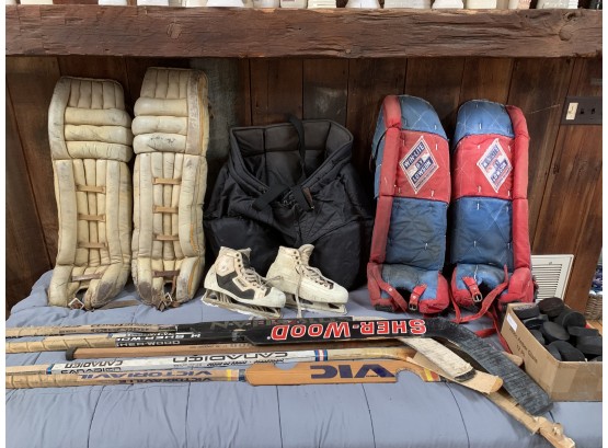 Assorted Lot Of Vintage Hockey  Accessories