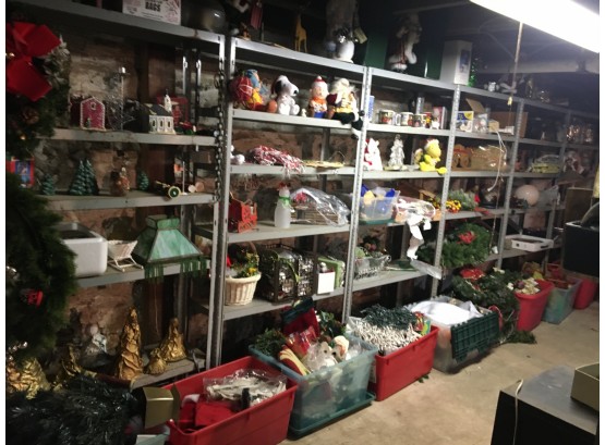 Large Shelf Lot Of Holiday Decor