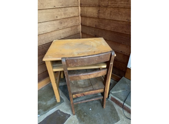 Vintage Child's Desk And Chair