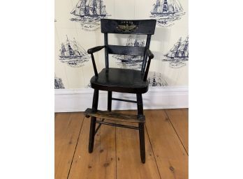 Vintage Black Painted  Child's High Chair