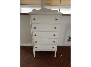 White Painted 5 Drawer Chest