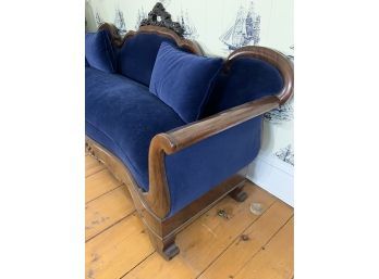 Antique Blue Velvet Victorian Couch