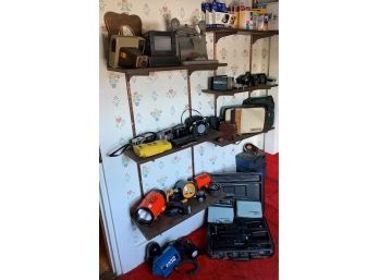 Large Collection Of Vintage Cameras And Lights
