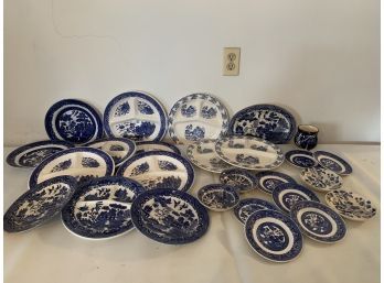 Group Lot Of Blue & White Plates