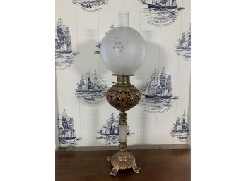 31' Victorian Table Lamp With Glass Globe