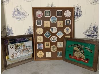 Framed  Bar Coasters And Sign