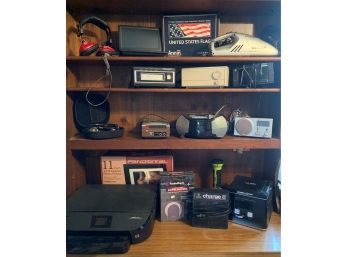 Shelf Lot Vintage Radios And More