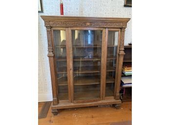 Antique Oak Glass Front Bookcase