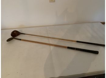 Pair Of Wooden Golf Clubs