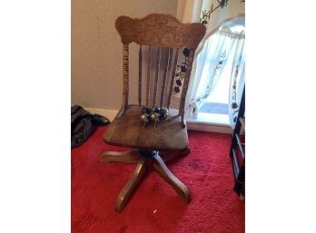Vintage Wooden Office Chair With Wheels