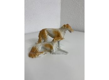 Vintage Small White Ceramic Borzoi Dog Figurine 4 .5'