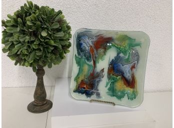 Square Art Glass Dish