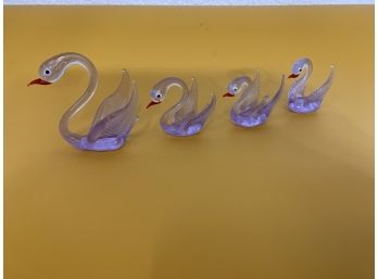 Set Of Purple Swans