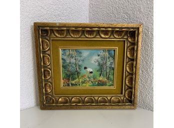 Framed  Small Enamel Painting