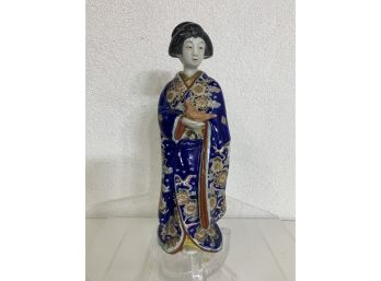 JAPANESE Kutani Figure Of Lady With Bird -12'