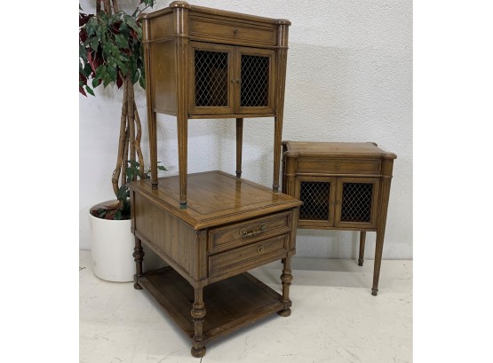 Pair Of Vintage Side Stands And A Single Accent Table
