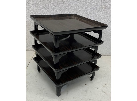 4 Oriental Lacquer Stack Tray Tables