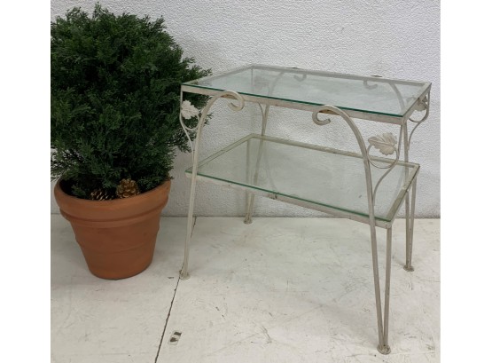 2 Tier Glass Iron Base Side Table