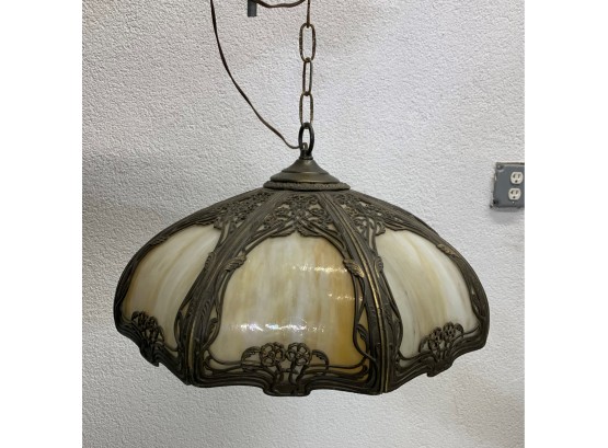 Vintage Stained Glass Hanging Lamp-19' Round