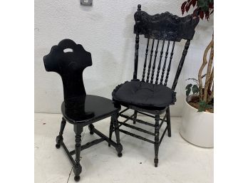 2 Black Victorian Chairs