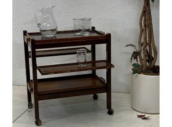 Vintage  Wooden  Folding  Tea Trolley  With  ADDITIONAL Side Tray