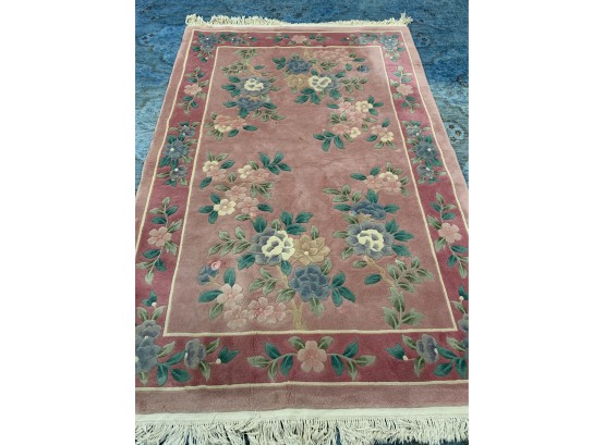 Vintage Pink With Floral Area Carpet -93' X 59.5'