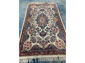 Ivory & Blue Carpet  -Handmade -95' X 57'