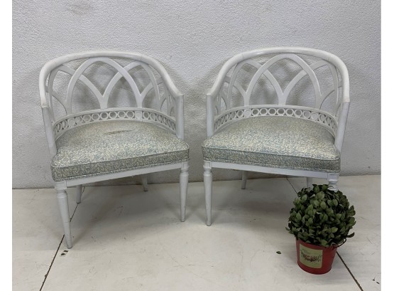 Pair Of White Painted Barrel Chair