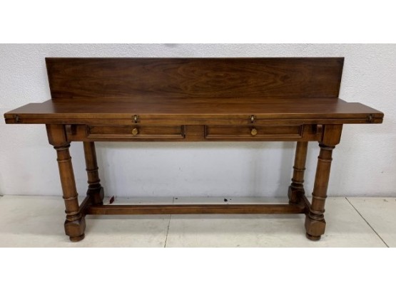 Century Furniture-  Flip Top Console Table. Rustic, Solid Walnut Country Farm Table