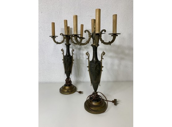 Pair Of Four Light Lamps -22'h