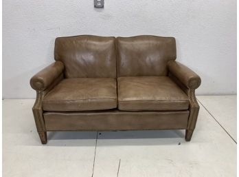 1950's Brown Leather Loveseat