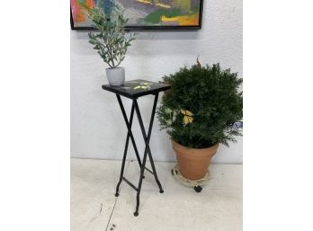 Folding Metal Stand With Painted Birds On Top