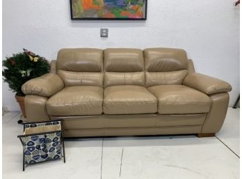 Light Tan Leather Couch By Mucraft
