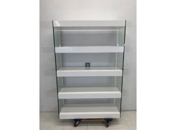Modern Glossy White 4 Shelves And Glass Sides