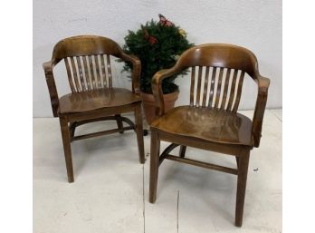 Pair Of Wooden Office Chairs