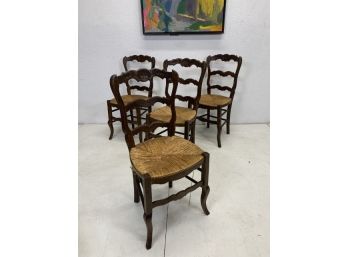 Set Of 4 Cane Seat Vintage Chairs