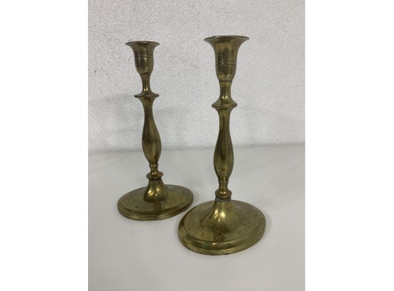 Pair Of Vintage Brass Candlesticks-10'