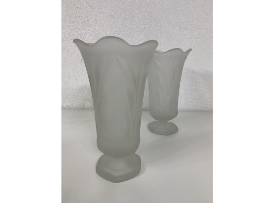 Pair Of Smoke Glass Mold Vase