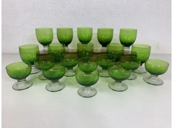 20pc Vintage Green Glass