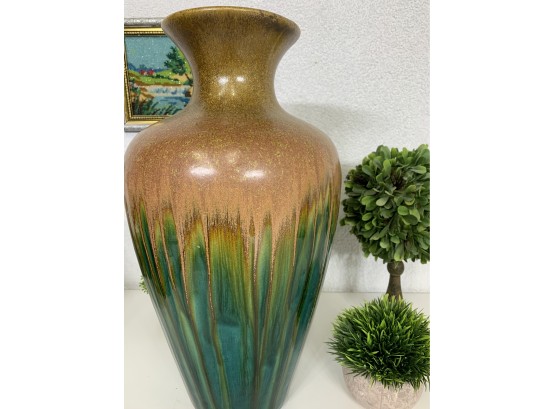 Green & Copper Color  Glaze Terracotta Table Vase- 16 1/2'