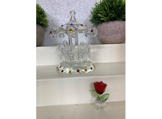 Shannon Crystal By Godinger Carousel & Swarovski  Crystal Tulip Vase