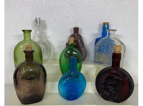 Group Lot Of Vintage Color Bottles