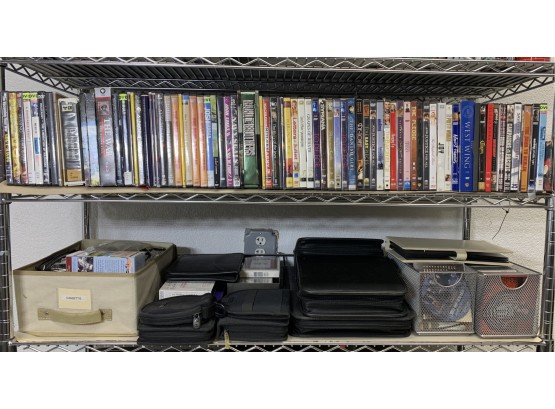 Shelf Lot Of CDs & DVD And Players